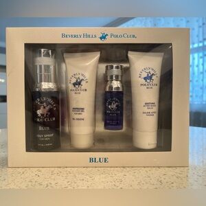 Beverly Hills Polo Club Blue Women’s Body Wash & Bath Set - Blue and White